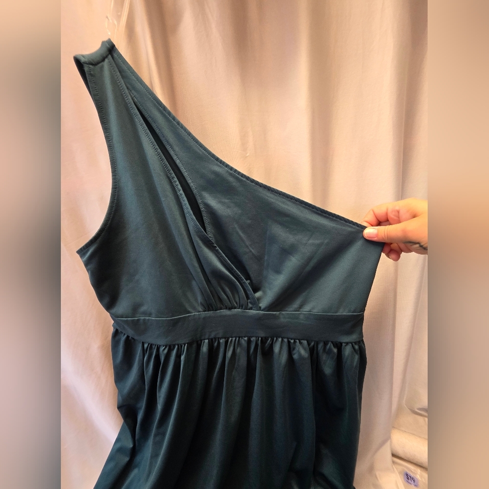 Elegant One Shoulder Teal Dress